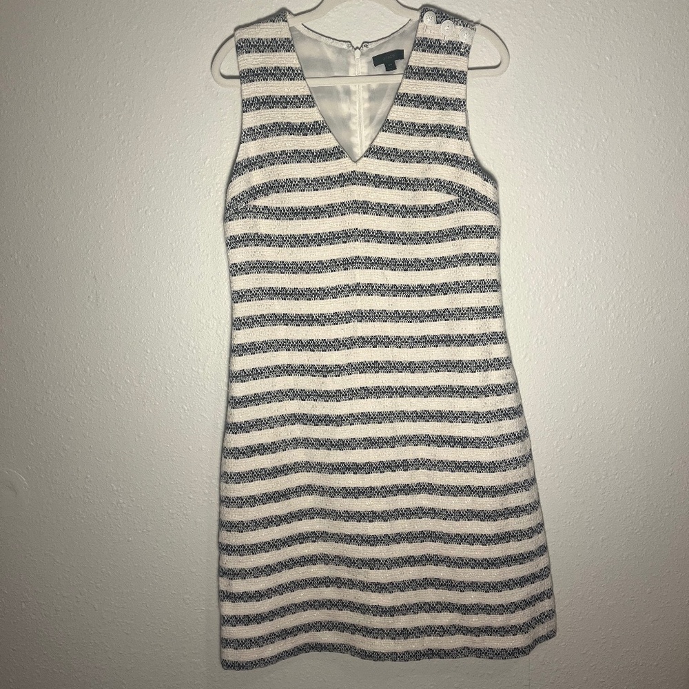 JCrew Blue and White Stripped Dress, Size 10 TALL